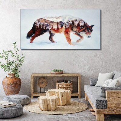 Tableau sur toile Loup dans un paysage hivernal