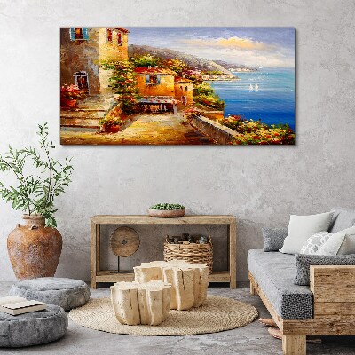 Tableau imprimé sur toile Un village balnéaire au soleil