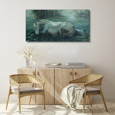 Tableau sur toile « Un cheval calme dans un paysage forestier »