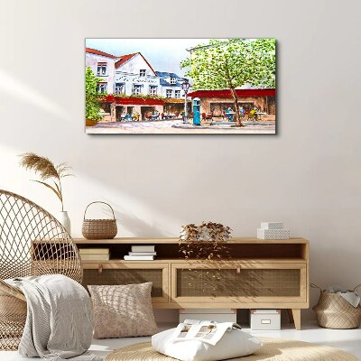 Tableau toile imprimée Un coin café en ville