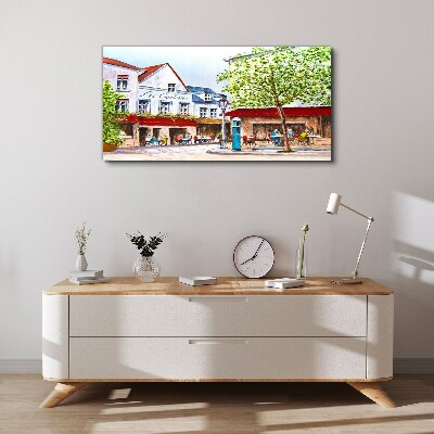 Tableau toile imprimée Un coin café en ville