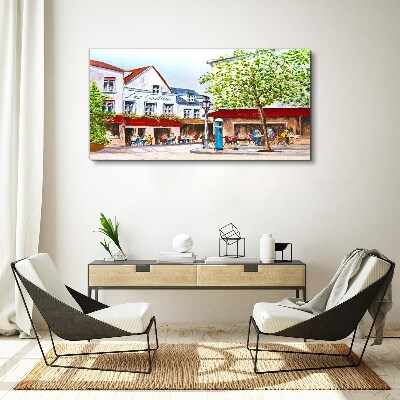 Tableau toile imprimée Un coin café en ville