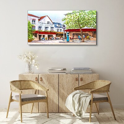 Tableau toile imprimée Un coin café en ville