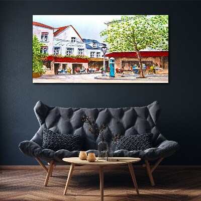 Tableau toile imprimée Un coin café en ville