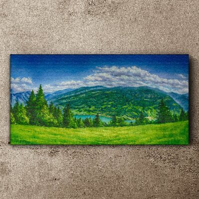Tableau toile imprimée Paysage de montagne verdoyant en été