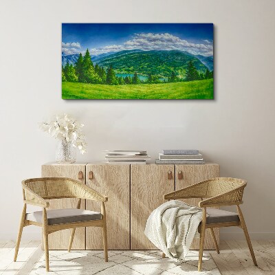 Tableau toile imprimée Paysage de montagne verdoyant en été