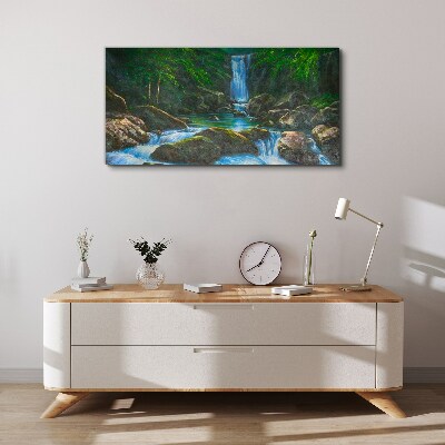Tableau imprimé sur toile Une cascade paisible dans un cadre forestier
