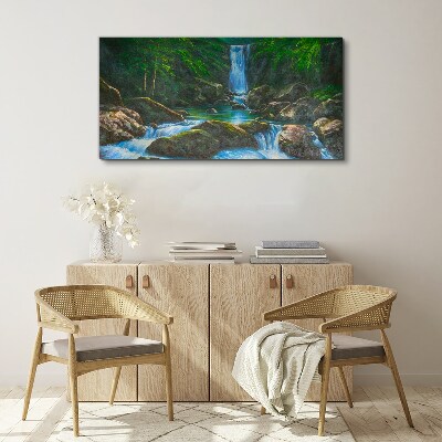 Tableau imprimé sur toile Une cascade paisible dans un cadre forestier