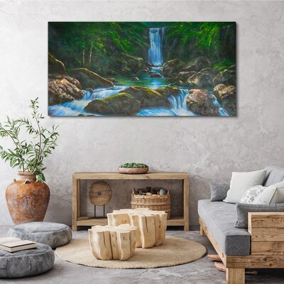 Tableau imprimé sur toile Une cascade paisible dans un cadre forestier