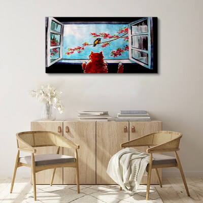Tableau toile imprimée Une fenêtre sur le monde des couleurs printanières