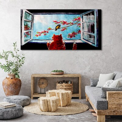 Tableau toile imprimée Une fenêtre sur le monde des couleurs printanières