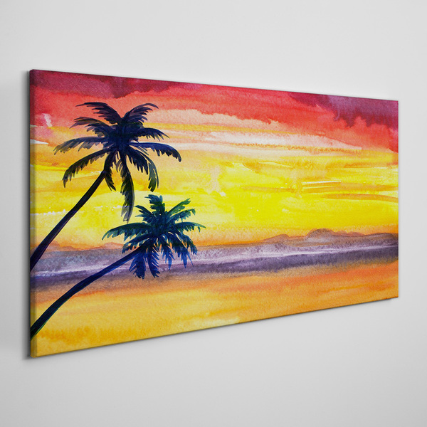 Tableau sur toile Coucher de soleil tropical sur la plage