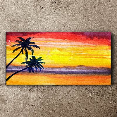 Tableau sur toile Coucher de soleil tropical sur la plage