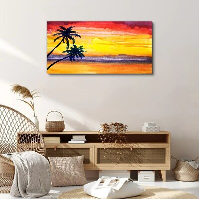 Tableau sur toile Coucher de soleil tropical sur la plage