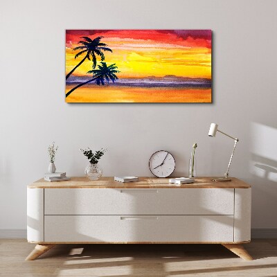 Tableau sur toile Coucher de soleil tropical sur la plage