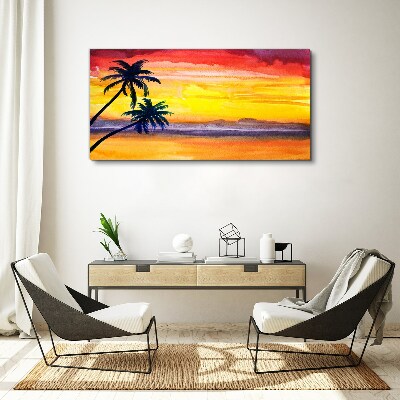 Tableau sur toile Coucher de soleil tropical sur la plage