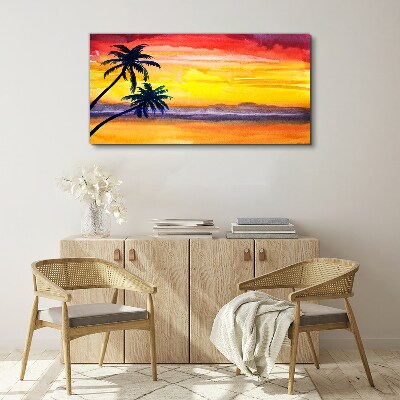 Tableau sur toile Coucher de soleil tropical sur la plage