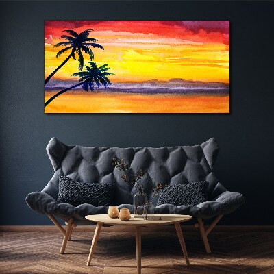 Tableau sur toile Coucher de soleil tropical sur la plage