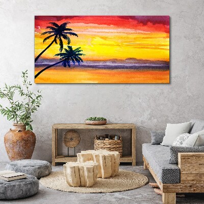 Tableau sur toile Coucher de soleil tropical sur la plage