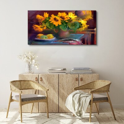 Tableau toile imprimée Tournesols dans un vase