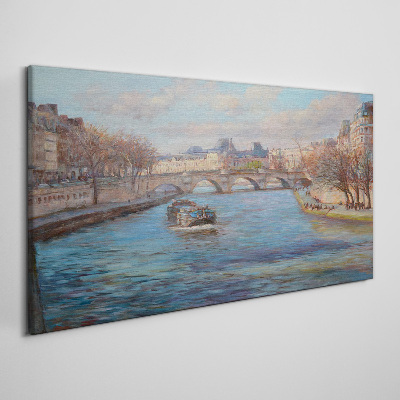Tableau toile imprimée Pont sur la rivière à Paris