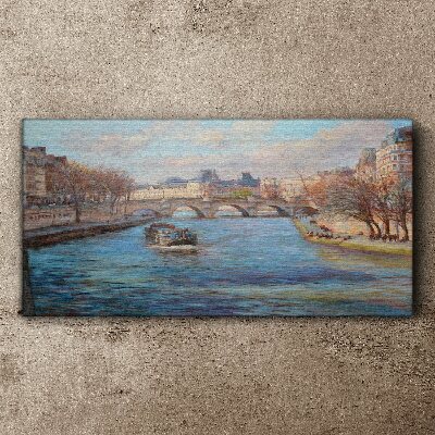 Tableau toile imprimée Pont sur la rivière à Paris