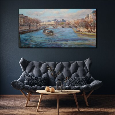 Tableau toile imprimée Pont sur la rivière à Paris