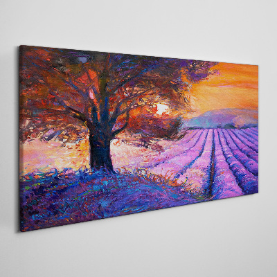 Tableau sur toile Paysage violet au coucher du soleil