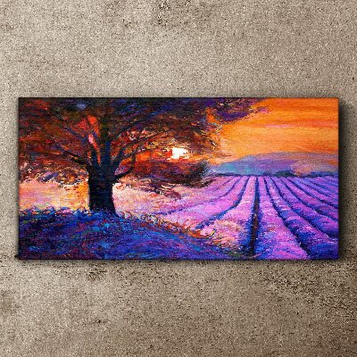 Tableau sur toile Paysage violet au coucher du soleil