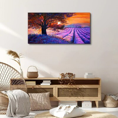 Tableau sur toile Paysage violet au coucher du soleil
