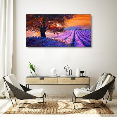 Tableau sur toile Paysage violet au coucher du soleil