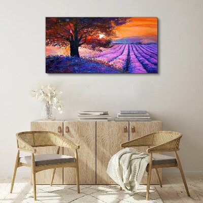 Tableau sur toile Paysage violet au coucher du soleil