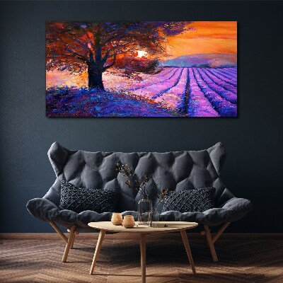 Tableau sur toile Paysage violet au coucher du soleil