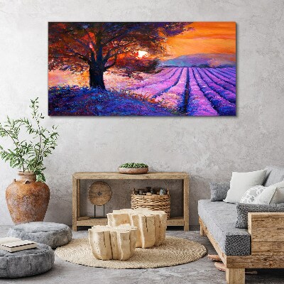 Tableau sur toile Paysage violet au coucher du soleil