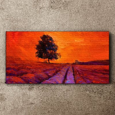 Tableau toile imprimée Coucher de soleil sur les champs