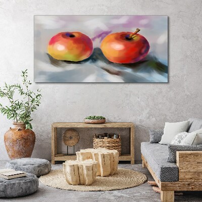 Tableau imprimé sur toile Pommes juteuses sur fond pastel
