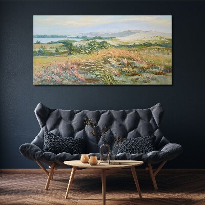 Tableau sur toile Paysage de champ d'été