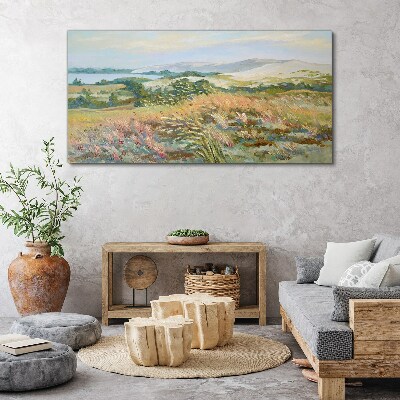 Tableau sur toile Paysage de champ d'été