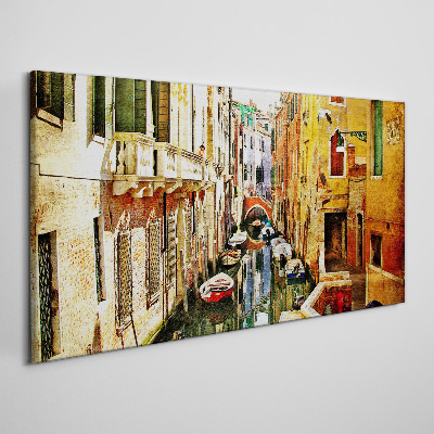 Tableau imprimé sur toile Rue vénitienne avec un canal