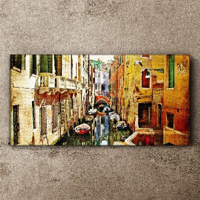Tableau imprimé sur toile Rue vénitienne avec un canal