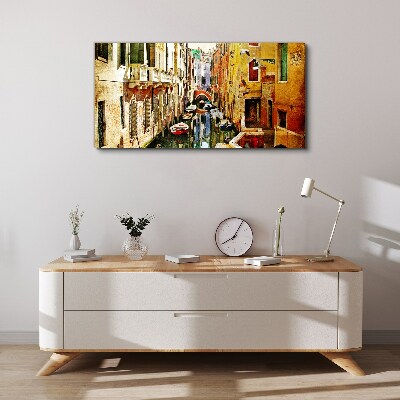Tableau imprimé sur toile Rue vénitienne avec un canal