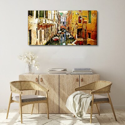 Tableau imprimé sur toile Rue vénitienne avec un canal