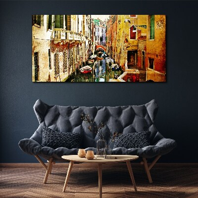 Tableau imprimé sur toile Rue vénitienne avec un canal