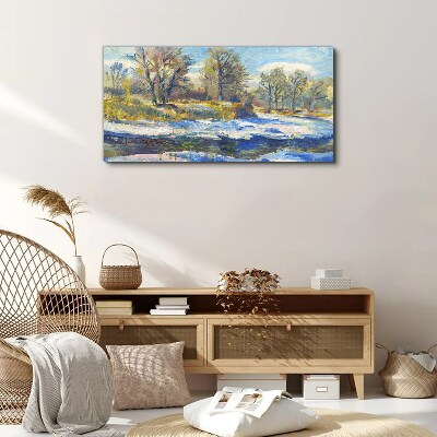 Tableau sur toile Paysage d'hiver avec une rivière