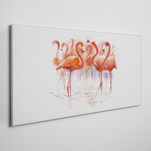 Tableau toile imprimée Flamants roses sur fond d'eau