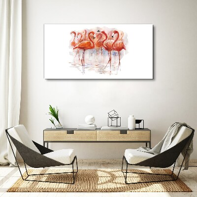 Tableau toile imprimée Flamants roses sur fond d'eau