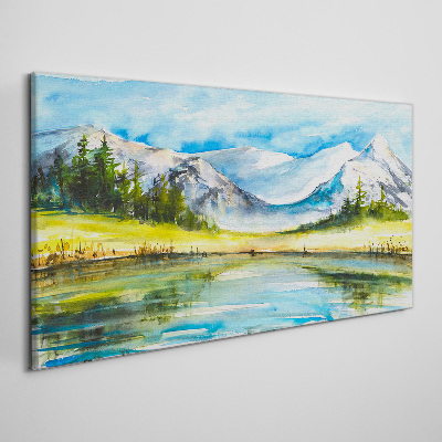 Tableau imprimé sur toile Paysage de montagne à l'aquarelle