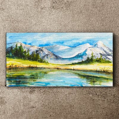 Tableau imprimé sur toile Paysage de montagne à l'aquarelle