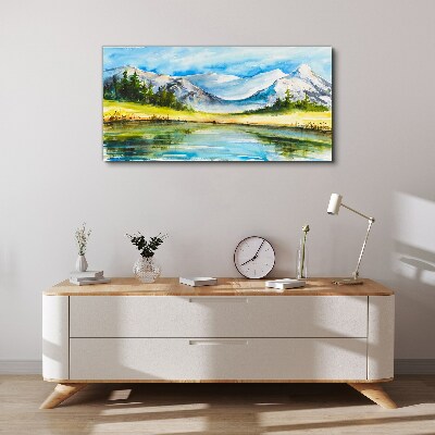 Tableau imprimé sur toile Paysage de montagne à l'aquarelle