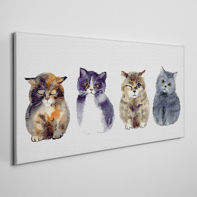 Tableau toile imprimée Portraits de chats à l'aquarelle